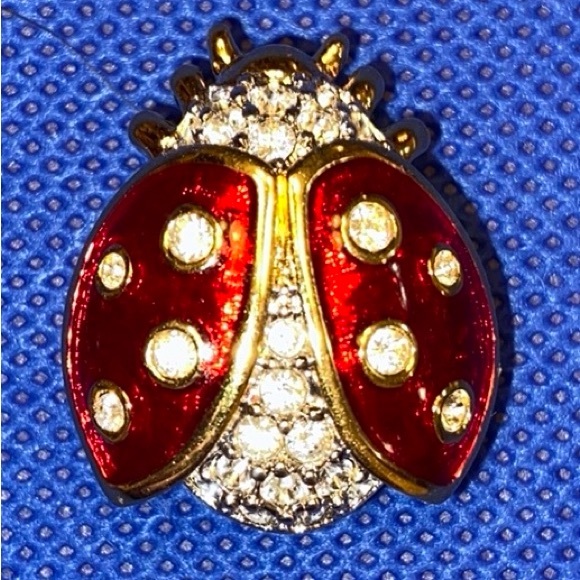 Swarovski Gold Plated Crystal and Red Enamel Ladybug Pin - Picture 1 of 6